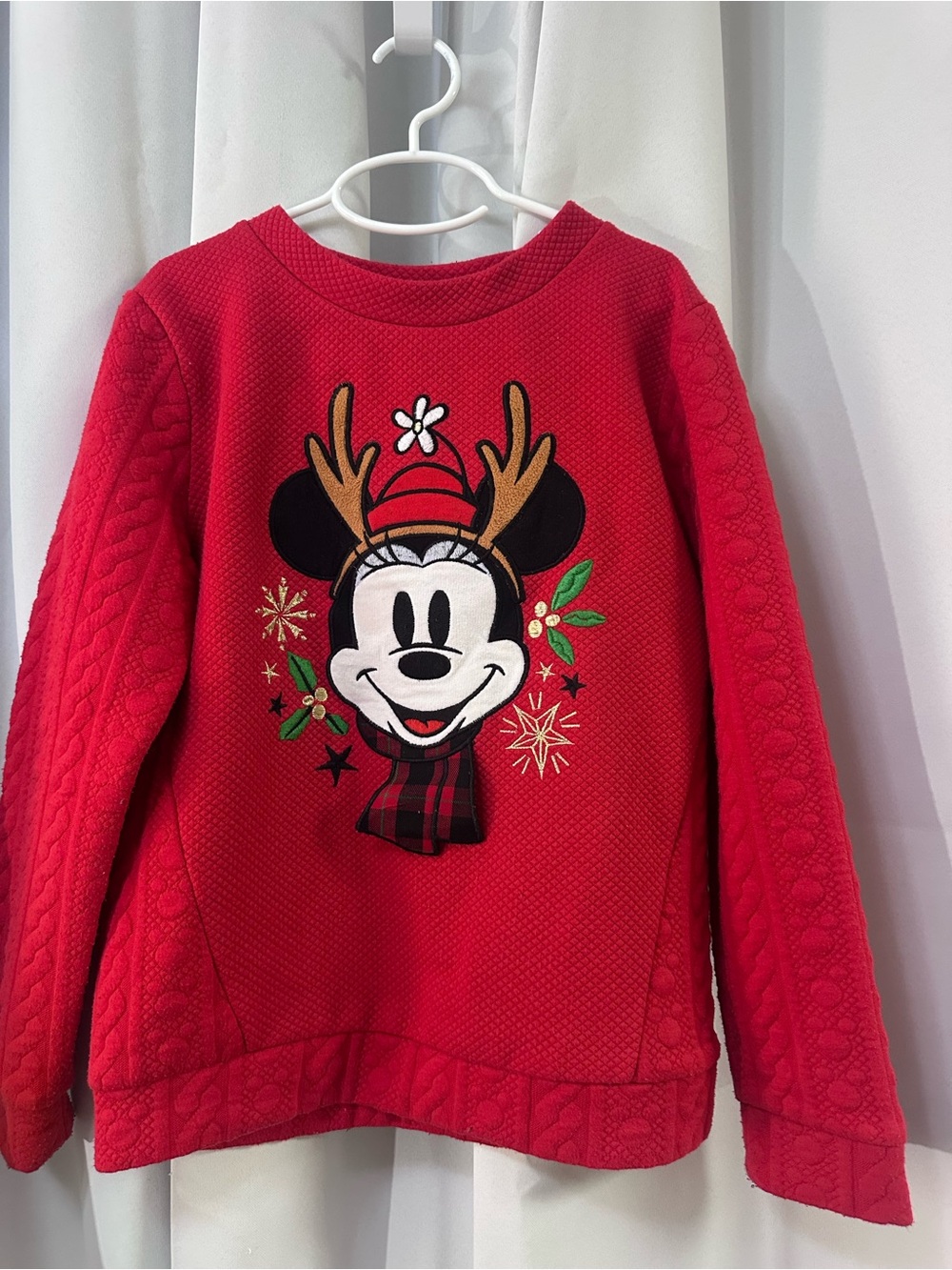Disney Red Minnie Reindeer Holiday Pullover Sweatshirt